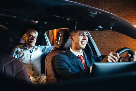 private driver behind the wheel